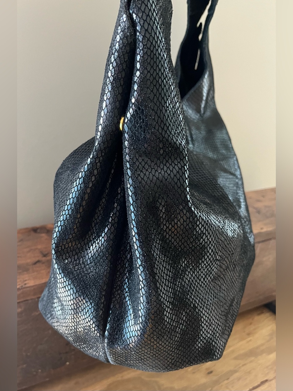 Maxine Couture Hobo Suede Leather Handbag Black - Picture 11 of 16